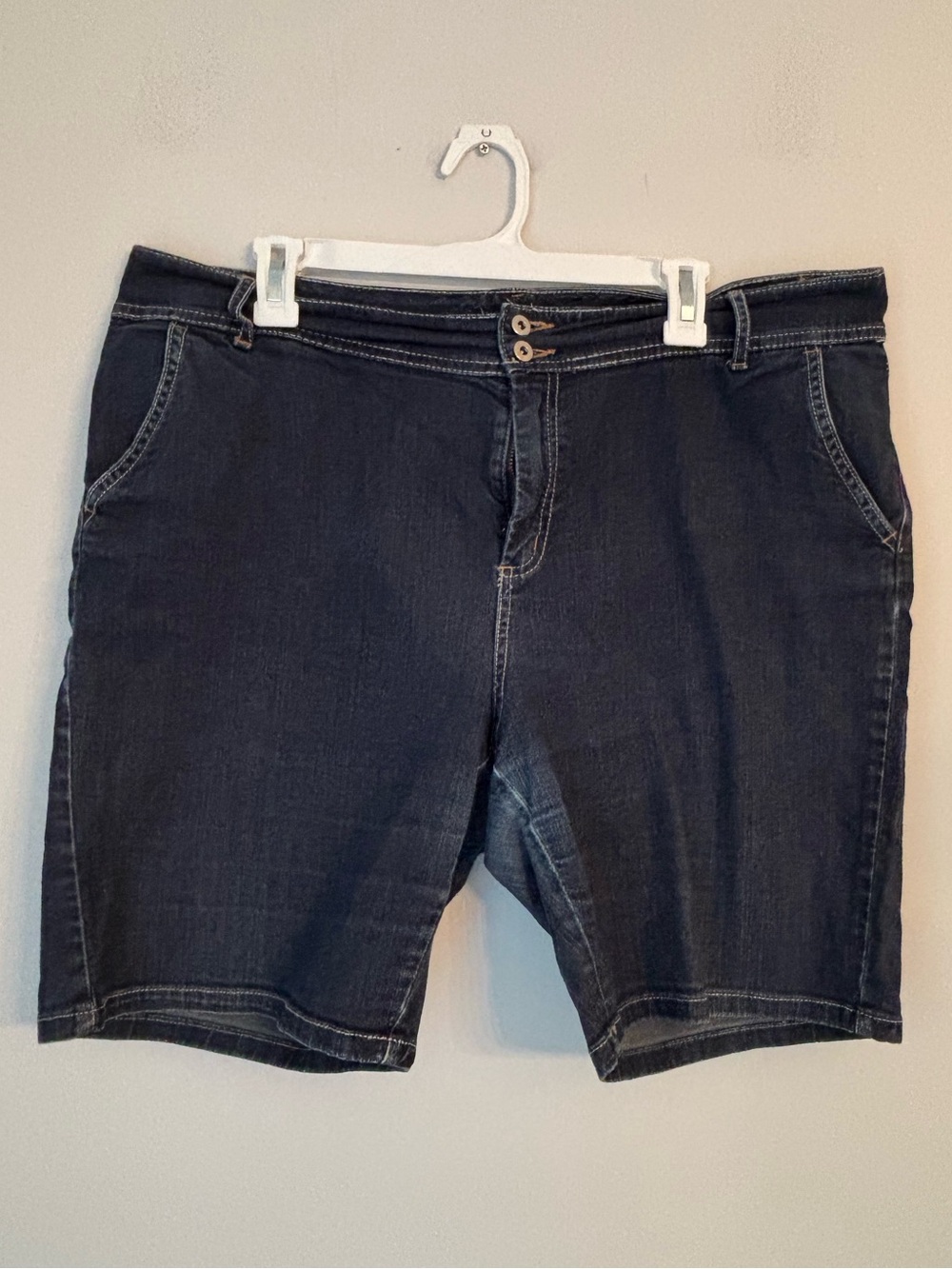 Women's Dark Wash Denim Bermuda Shorts - Black